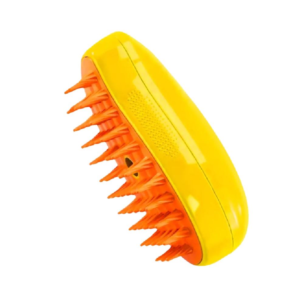 Cepillo masajeador amarillo a vapor mascotas perros y gatos